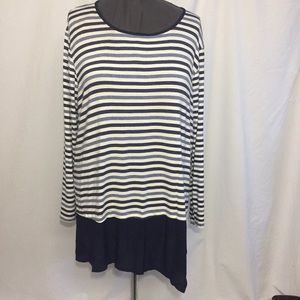 Bobeau Blue Striped Asymmetrical Shirt Sz 1X